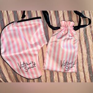 Iconic Victoria's Secret Pink and White Striped Travel Pillow Set